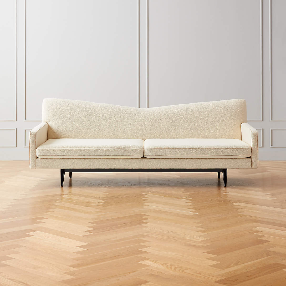Alvan 3 Seater Teak Wood Boucle Sofa
