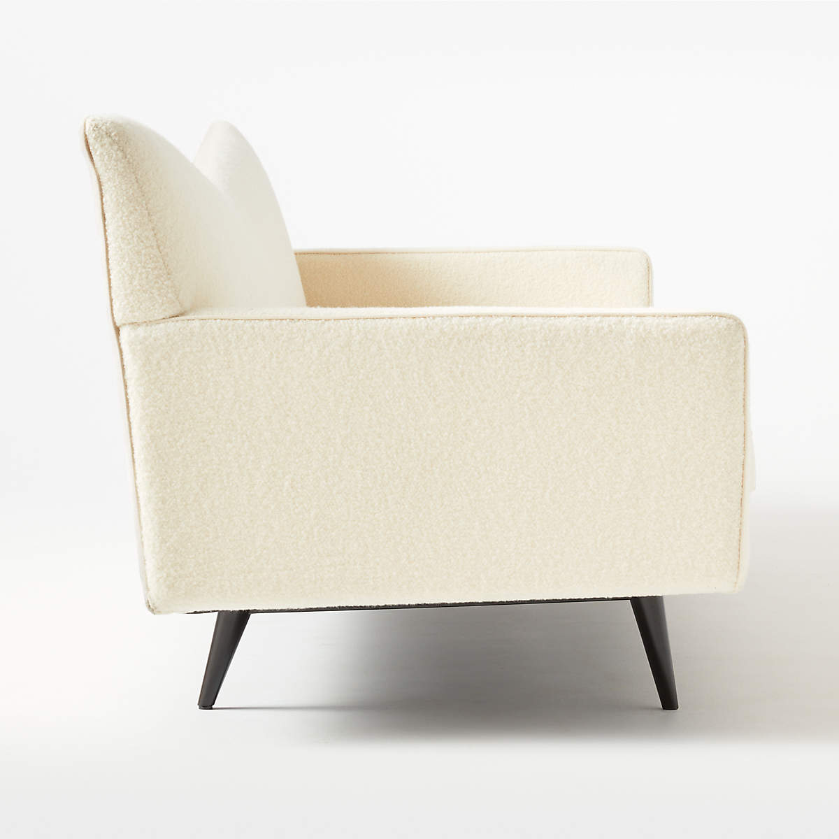 Alvan 3 Seater Teak Wood Boucle Sofa