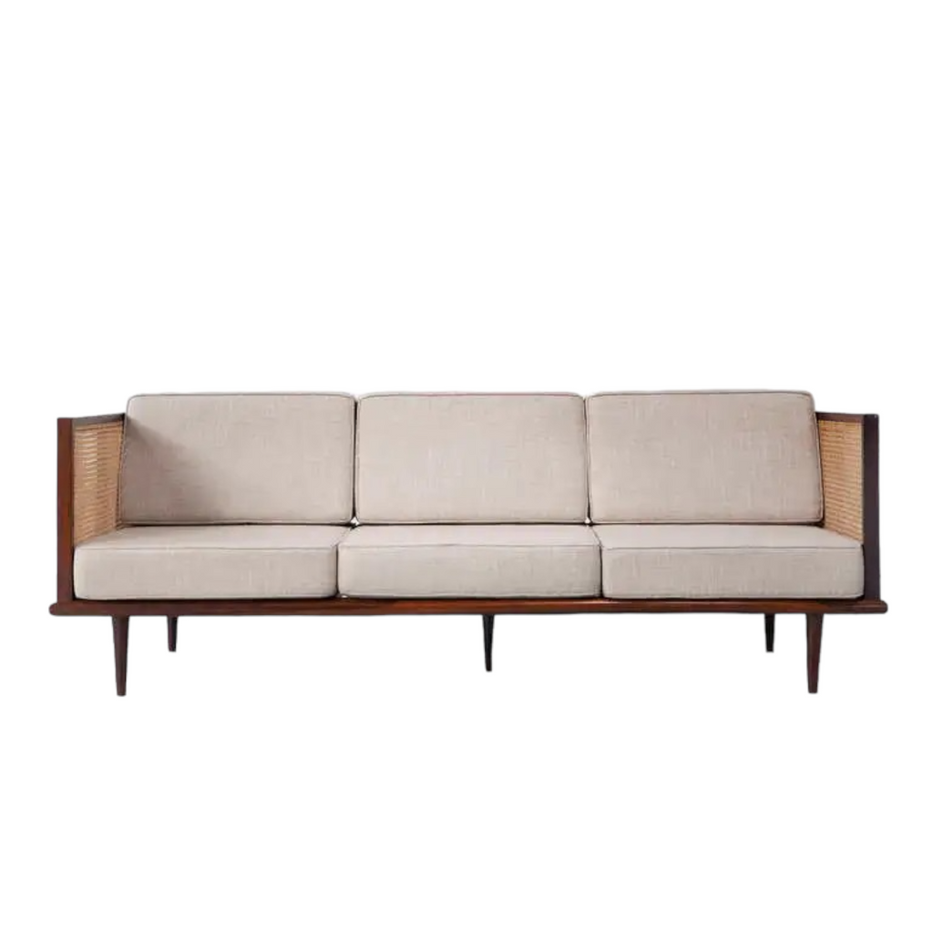 Bard 3 Seater Solid Wood & Rattan Sofa
