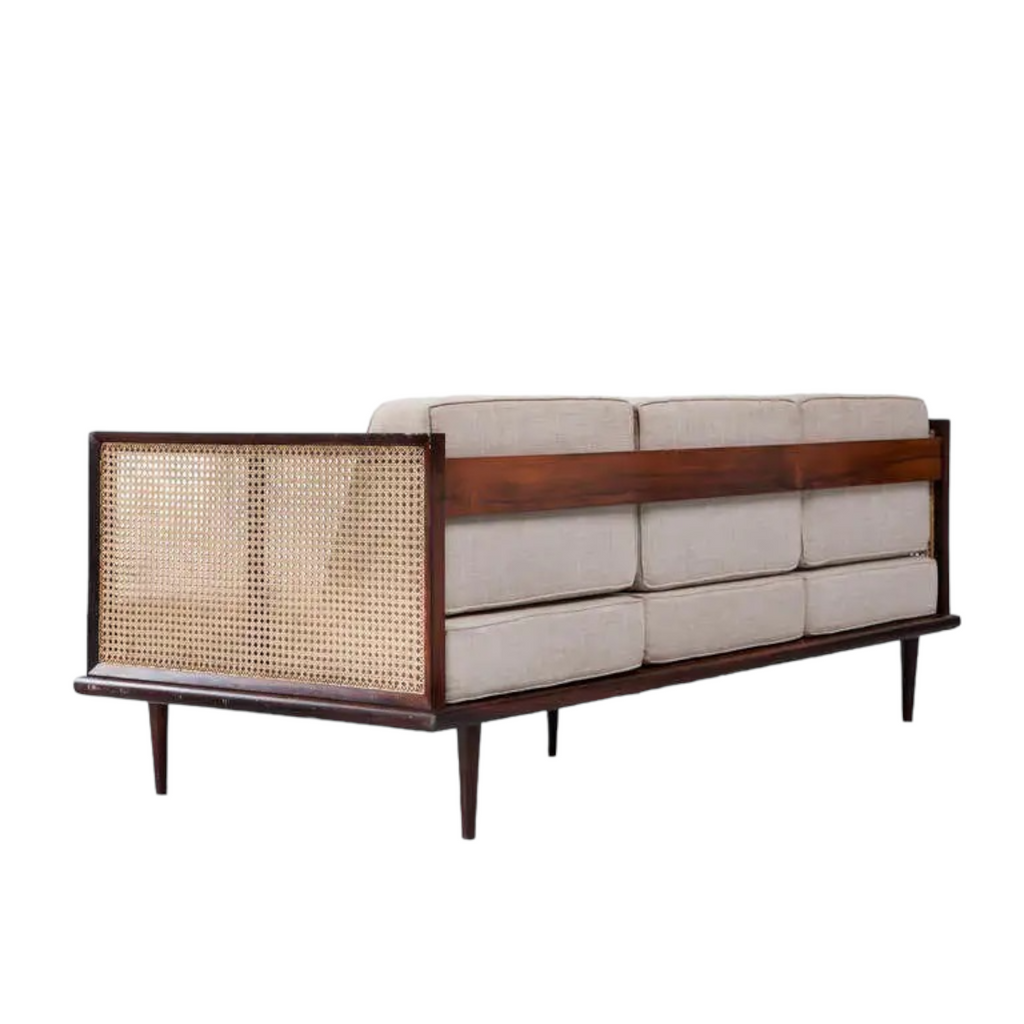 Bard 3 Seater Solid Wood & Rattan Sofa