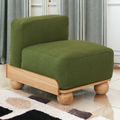 Batson Oak Wood & Velvet 1 Seater Sofa Green