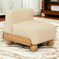Batson Oak Wood & Boucle 1 Seater Sofa Skin White