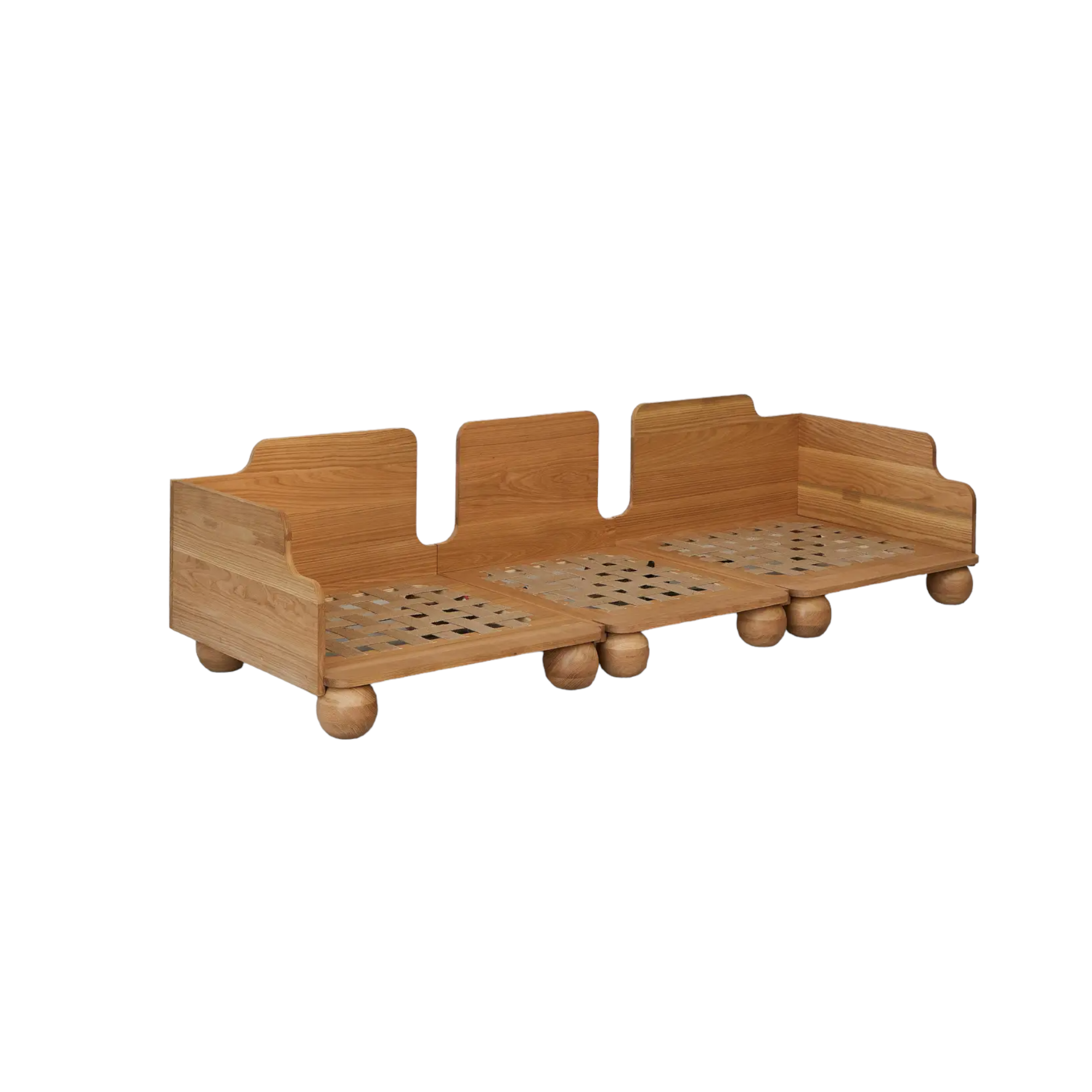 Batson Oak Wood & Velvet 3 Seater Sofa Dark Green
