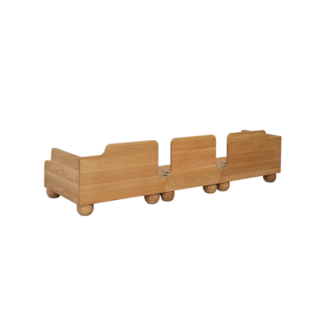 Batson Oak Wood & Velvet 3 Seater Sofa Dark Green