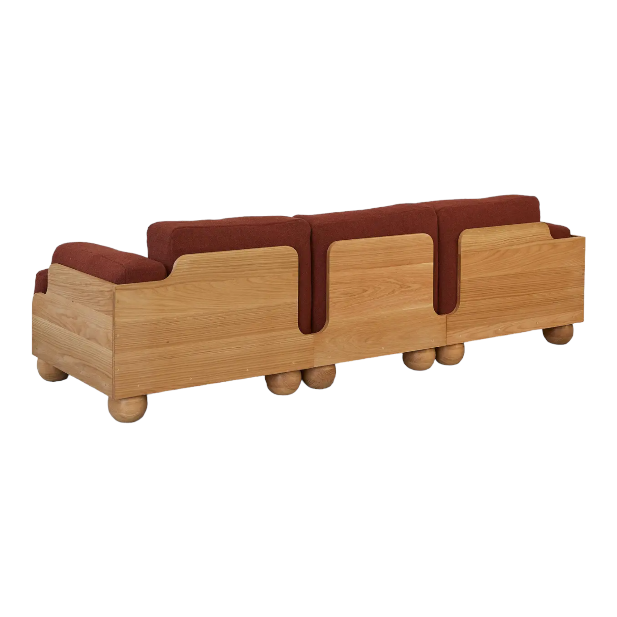 Nismaaya Batson Oak Wood 3 Seater Sofa Red