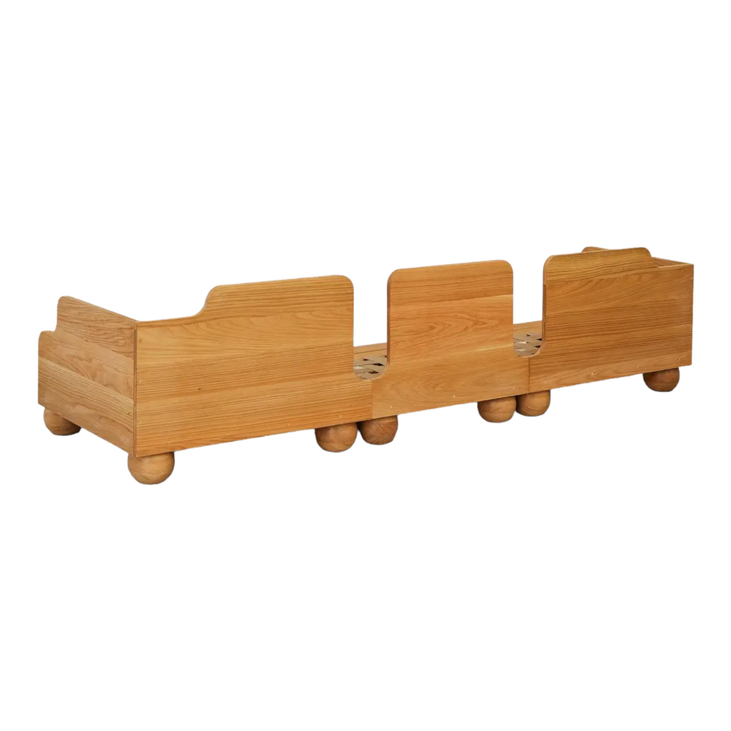 Nismaaya Batson Oak Wood 3 Seater Sofa Red