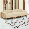 Batson Oak Wood 3 Seater Sofa Skin White