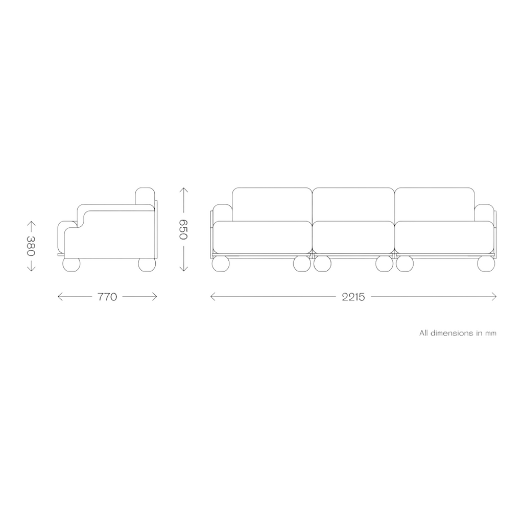 Batson Oak Wood 3 Seater Sofa Skin White