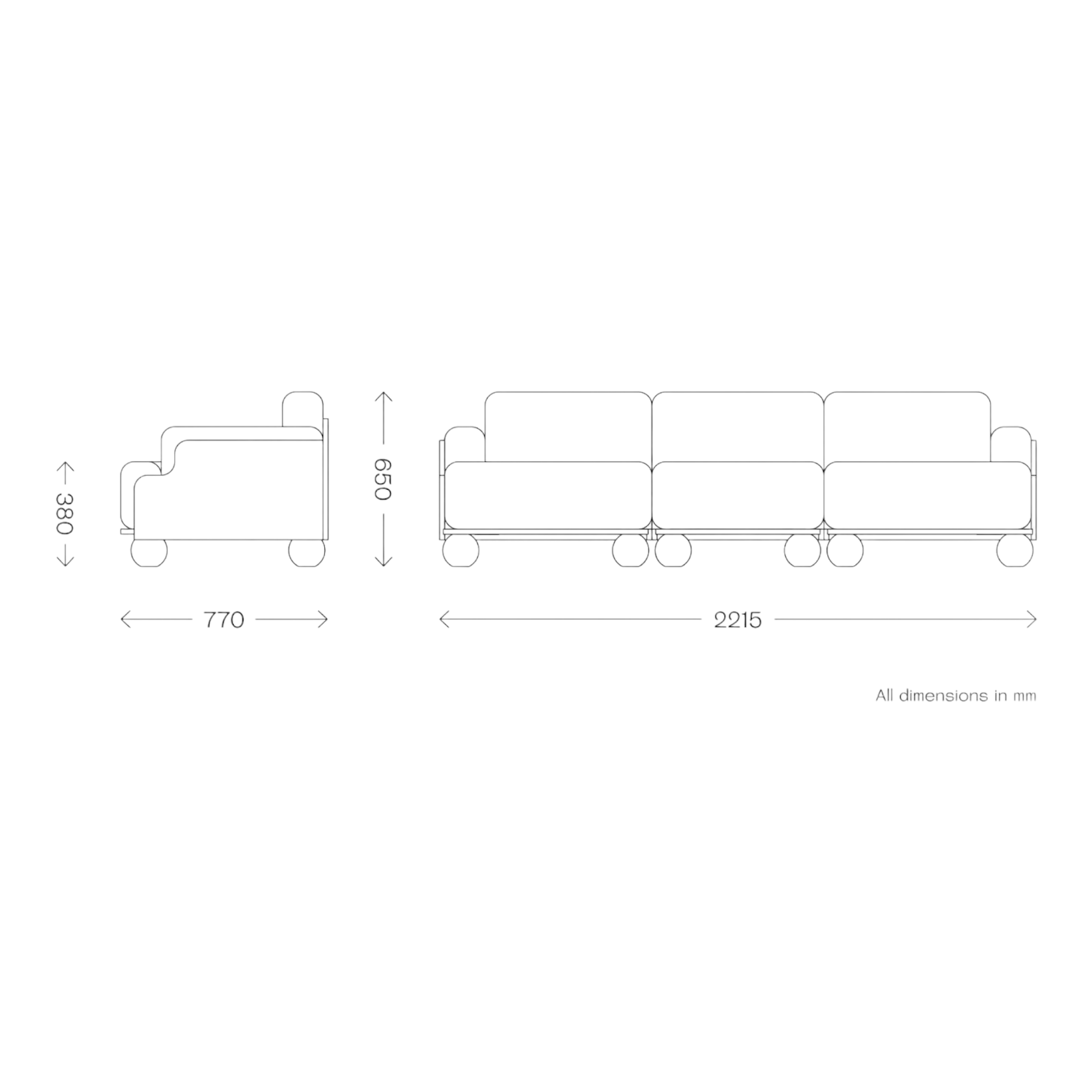 Batson Oak Wood 3 Seater Sofa Skin White