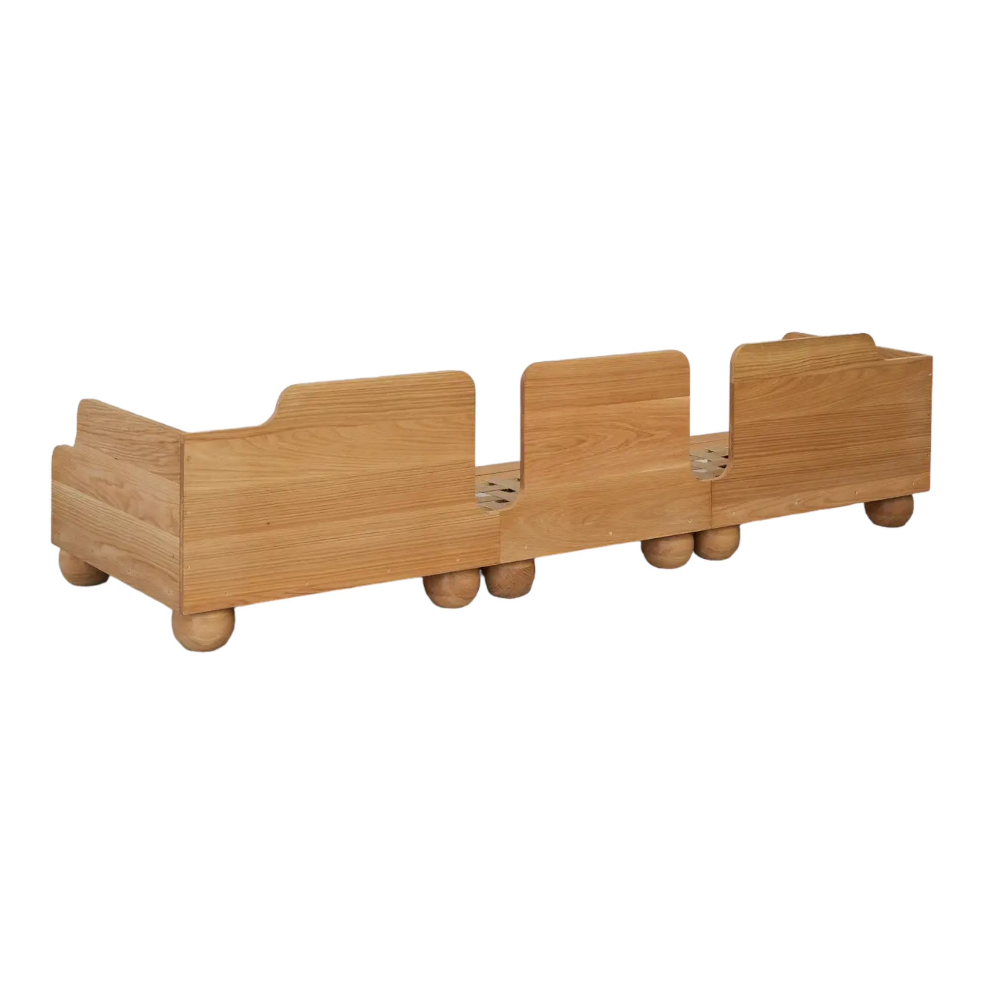 Nismaaya Batson Oak Wood 3 Seater Sofa Yellow
