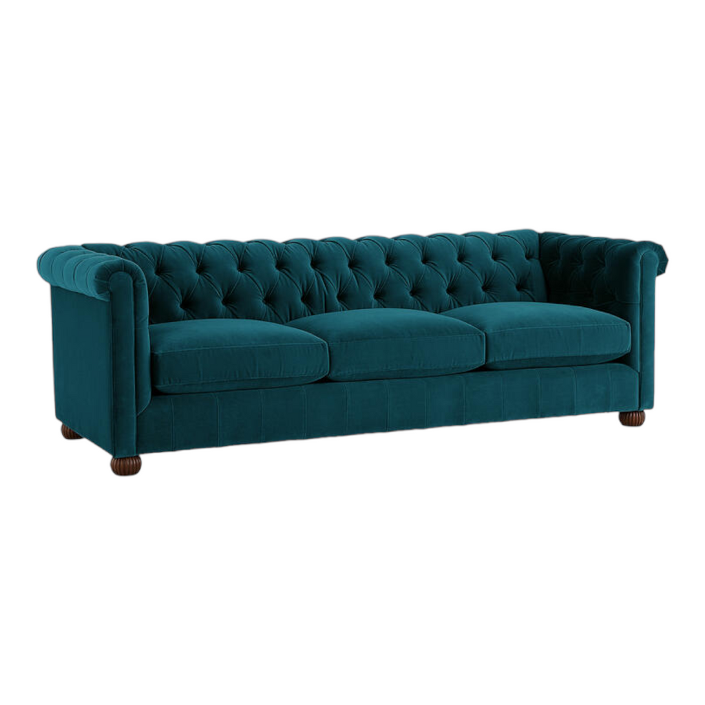 Brenna 3 Seater Teak Wood Fabric Sofa