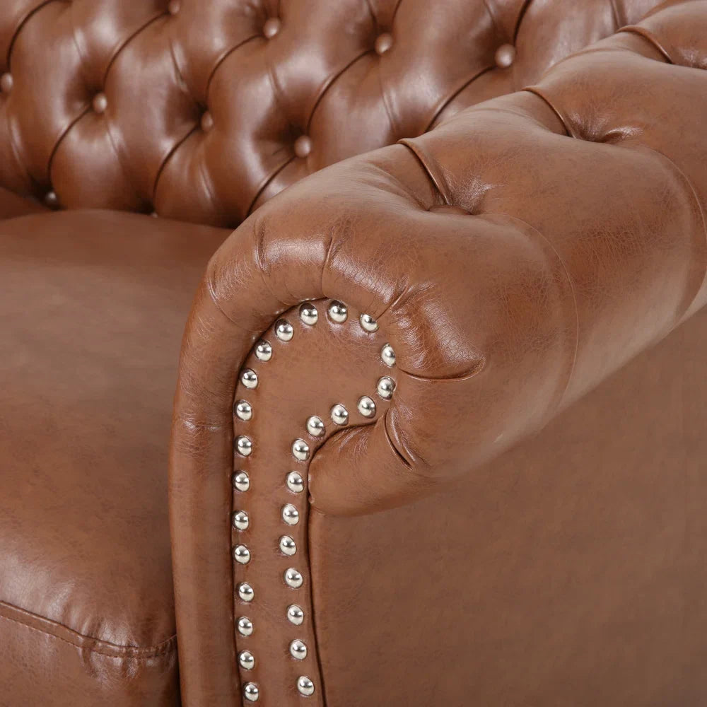 Nismaaya Cammie Chester 2 Seater Leather Sofa