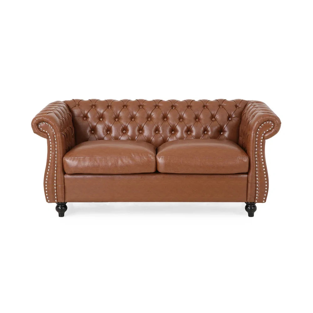 Nismaaya Cammie Chester 2 Seater Leather Sofa