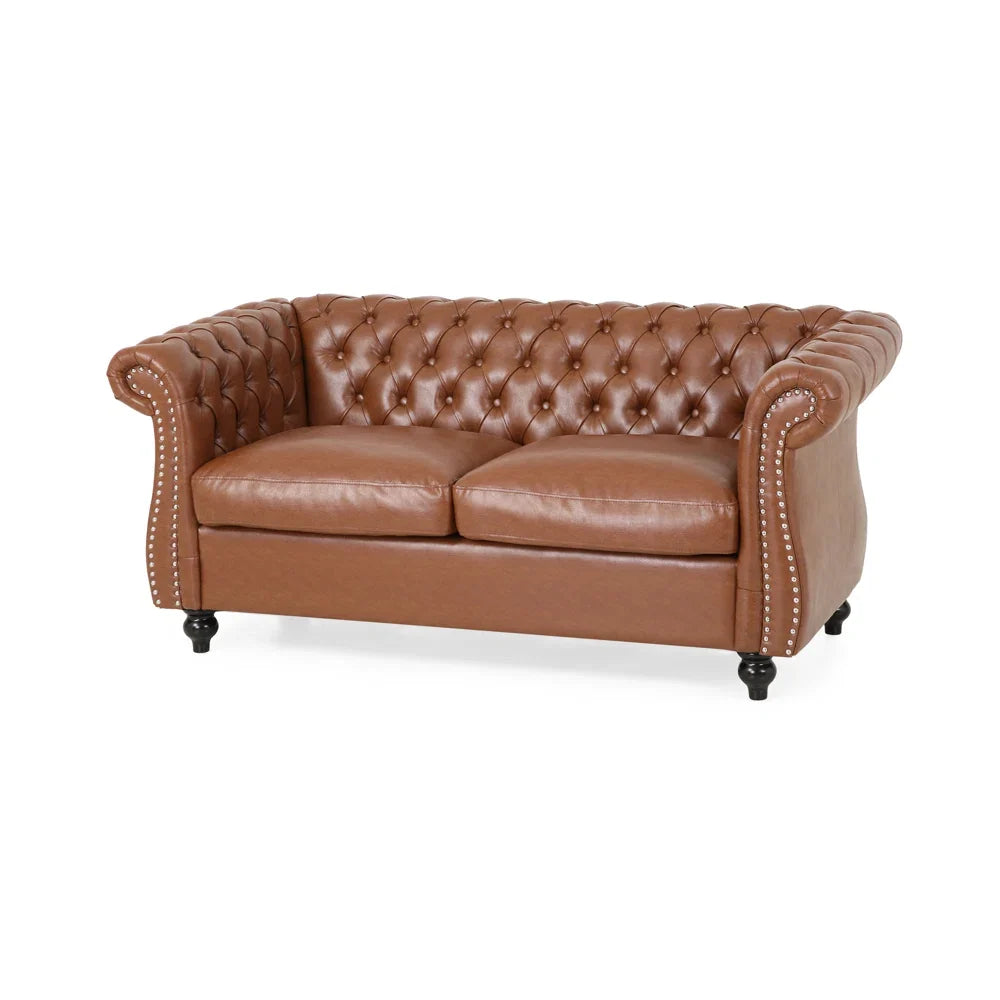 Nismaaya Cammie Chester 2 Seater Leather Sofa