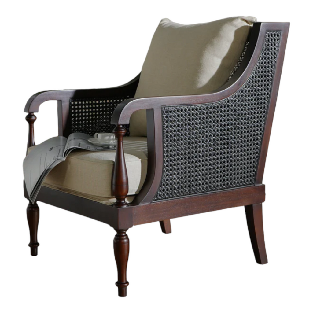 Dustin 1 Seater Teak Wood Rattan Sofa
