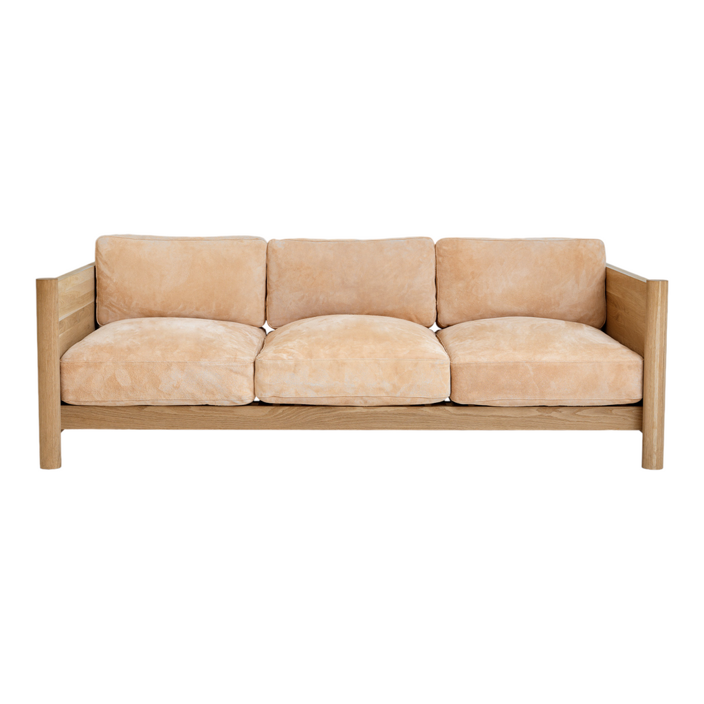 Fabian 3 Seater Oak Wood & Velvet Sofa