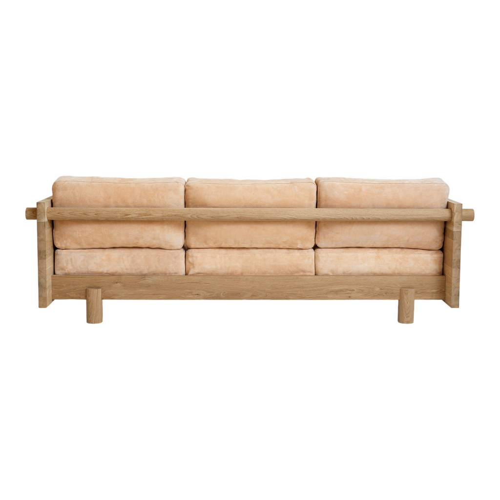 Fabian 3 Seater Oak Wood & Velvet Sofa
