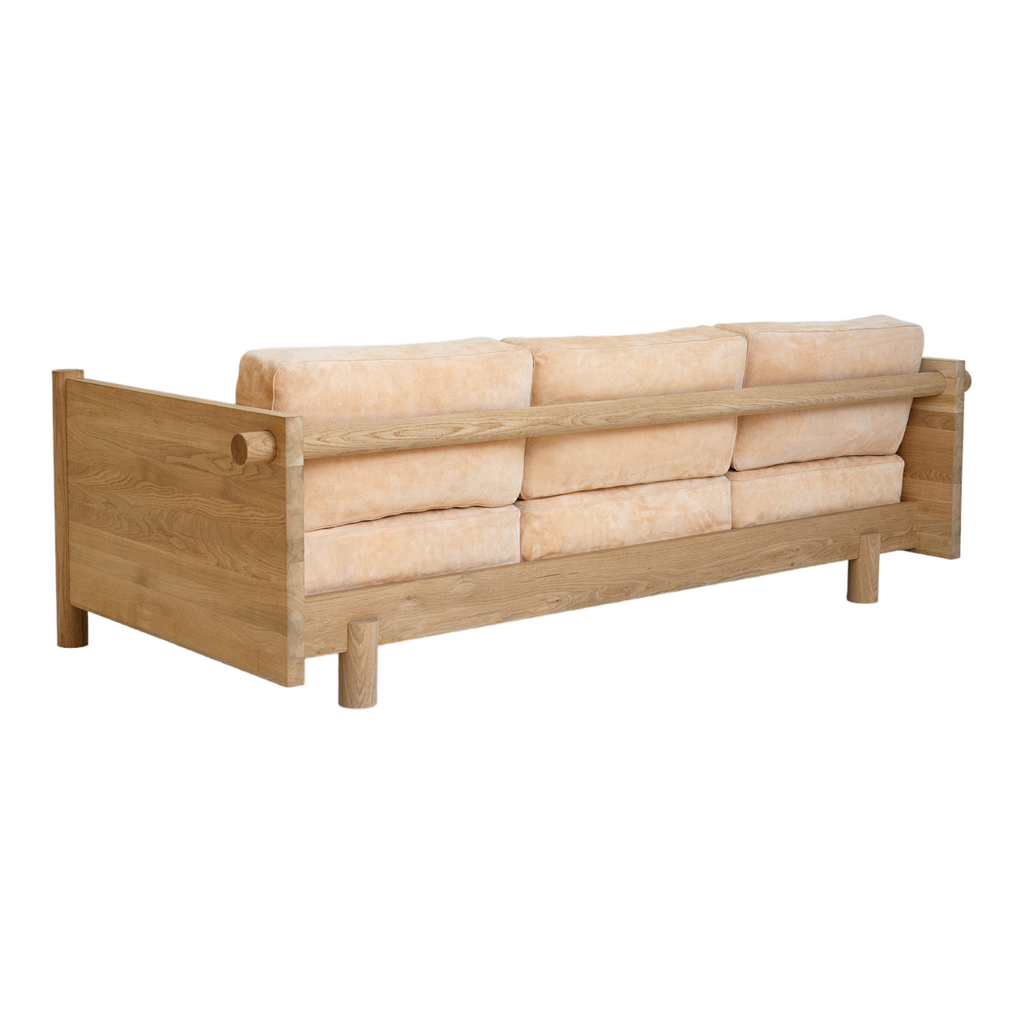 Fabian 3 Seater Oak Wood & Velvet Sofa
