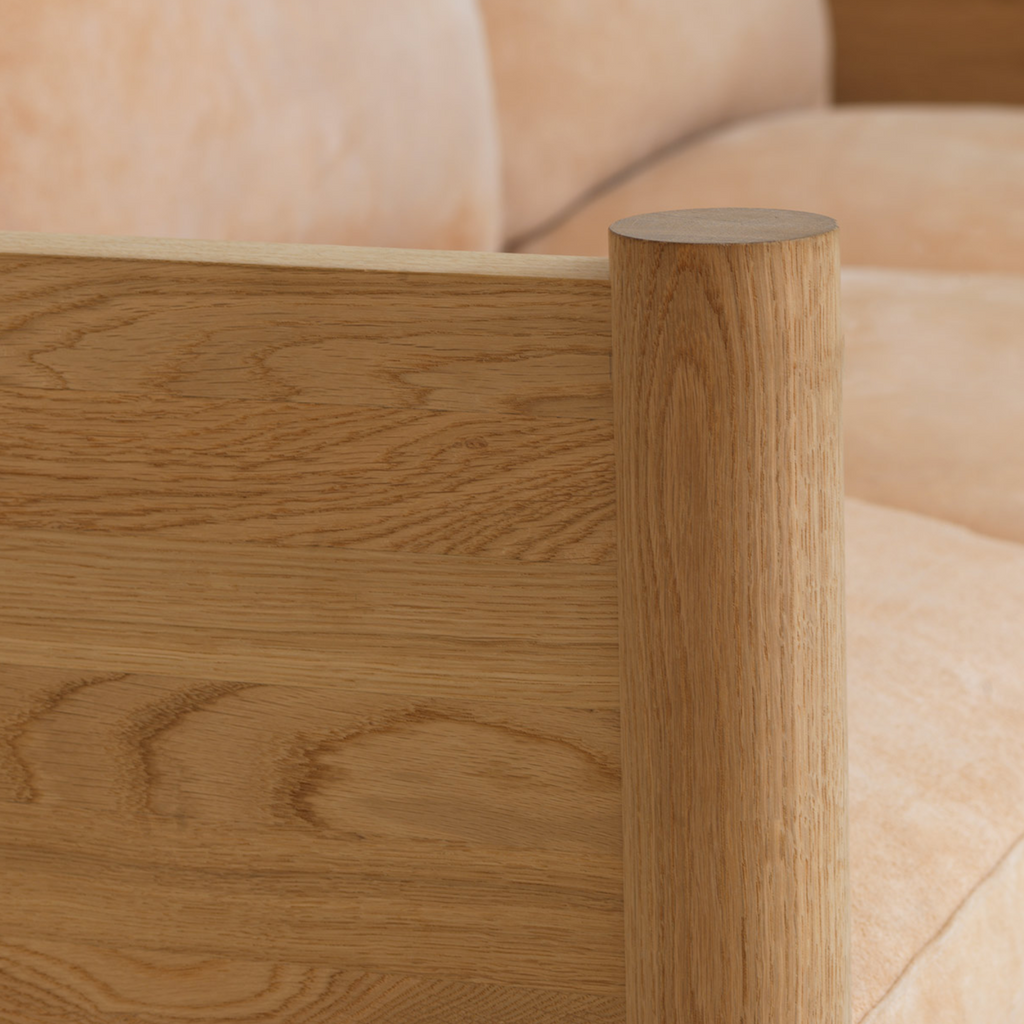 Fabian 3 Seater Oak Wood & Velvet Sofa