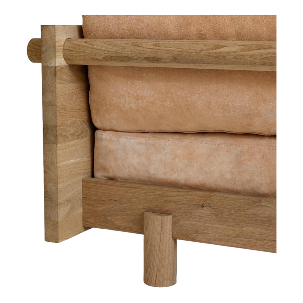 Fabian 3 Seater Oak Wood & Velvet Sofa