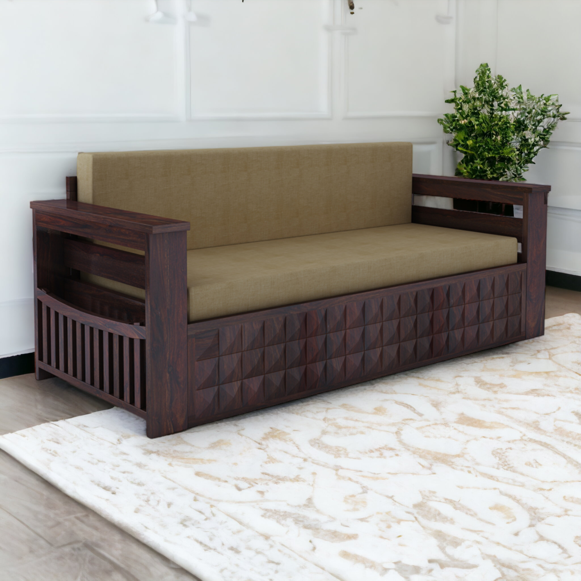 RelaxiMax 3 Seater Sofa Cum Bed Sheesham Wood