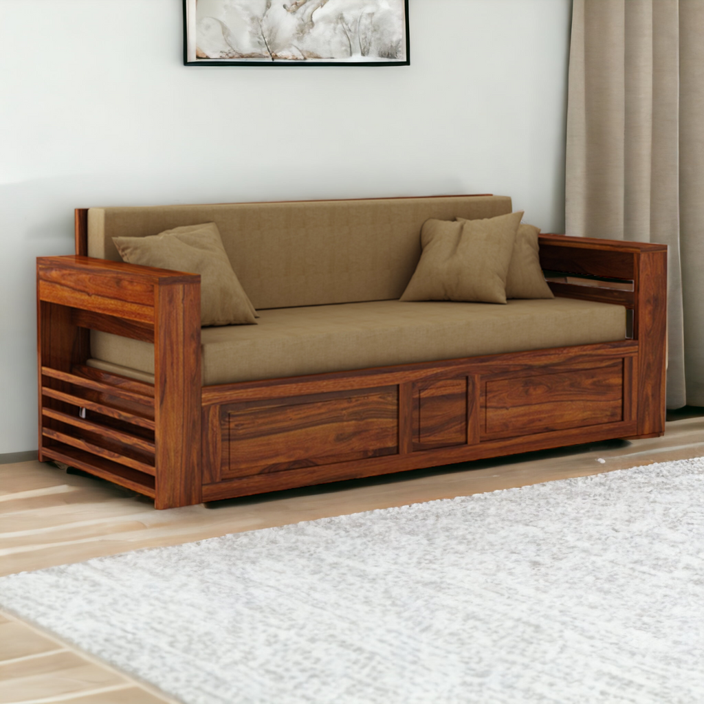 ModaLounge 3 Seater Sofa Cum Bed Sheesham Wood
