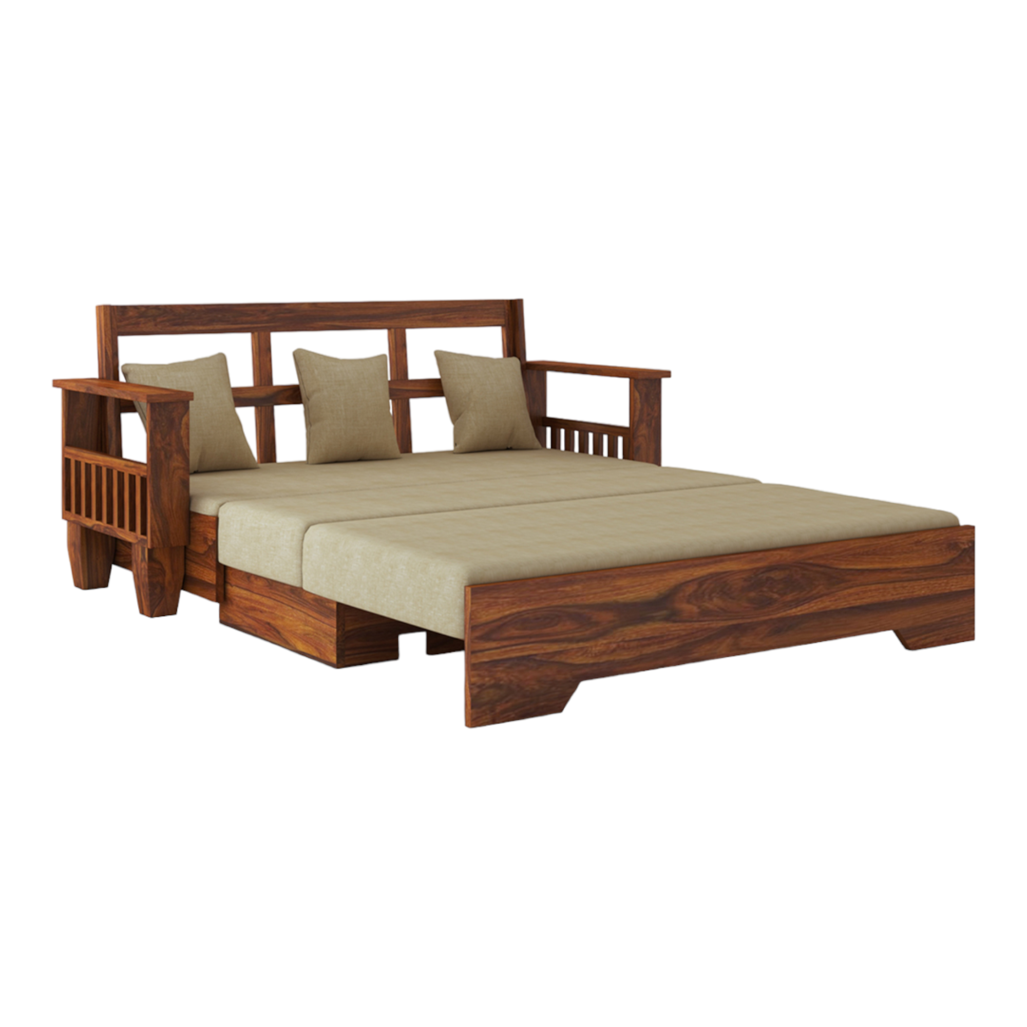 TrendiRest 3 Seater Sofa Cum Bed Sheesham Wood