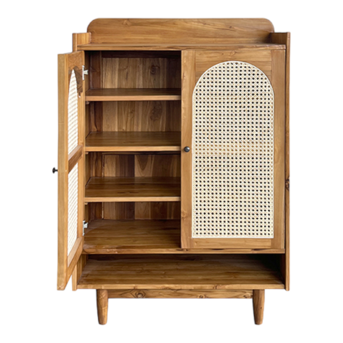 Mahsa Cane Shoe Rack Teak Wood & Cane