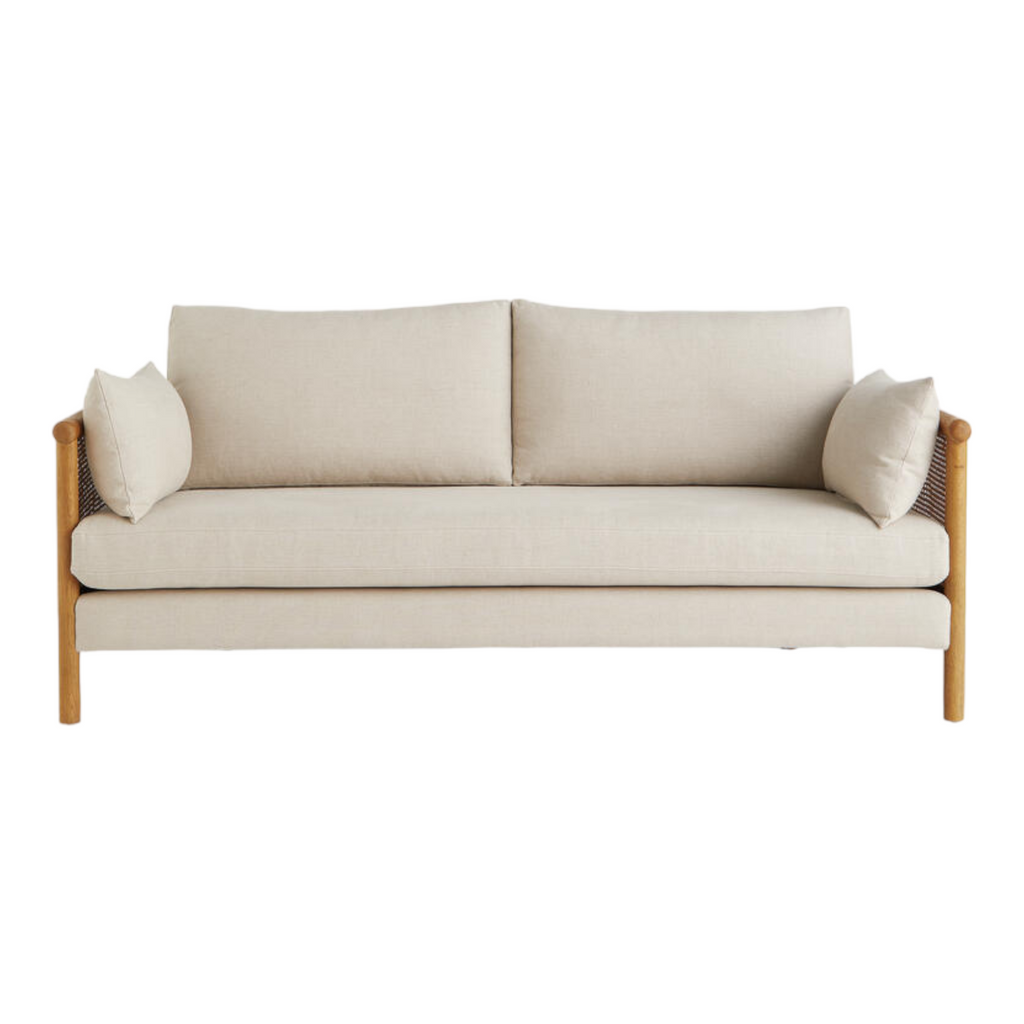 Manora 3 Seater Oak Wood & Rattan Sofa