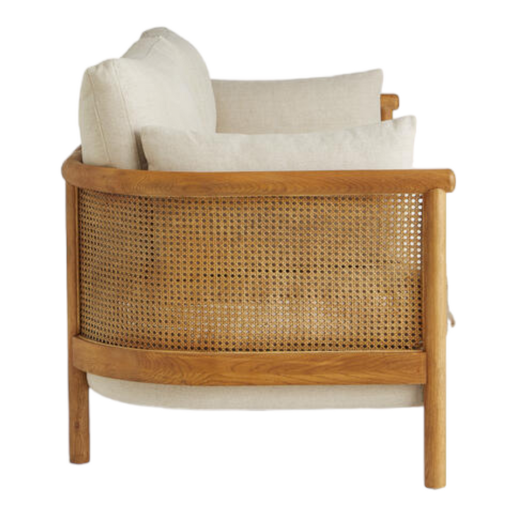 Manora 3 Seater Oak Wood & Rattan Sofa