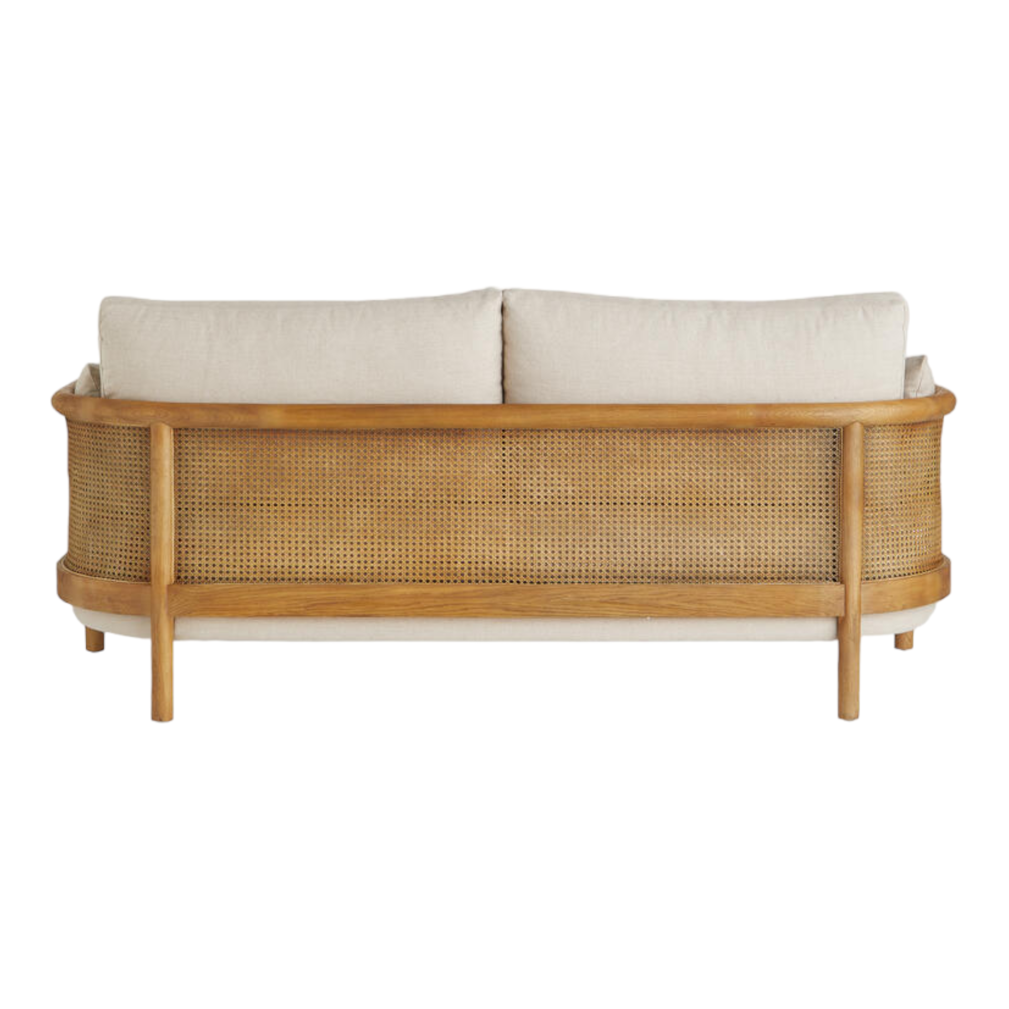 Manora 3 Seater Oak Wood & Rattan Sofa