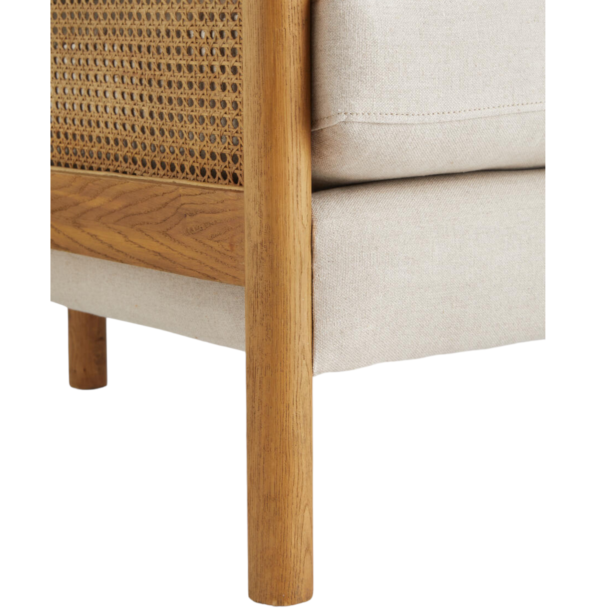 Manora 3 Seater Oak Wood & Rattan Sofa