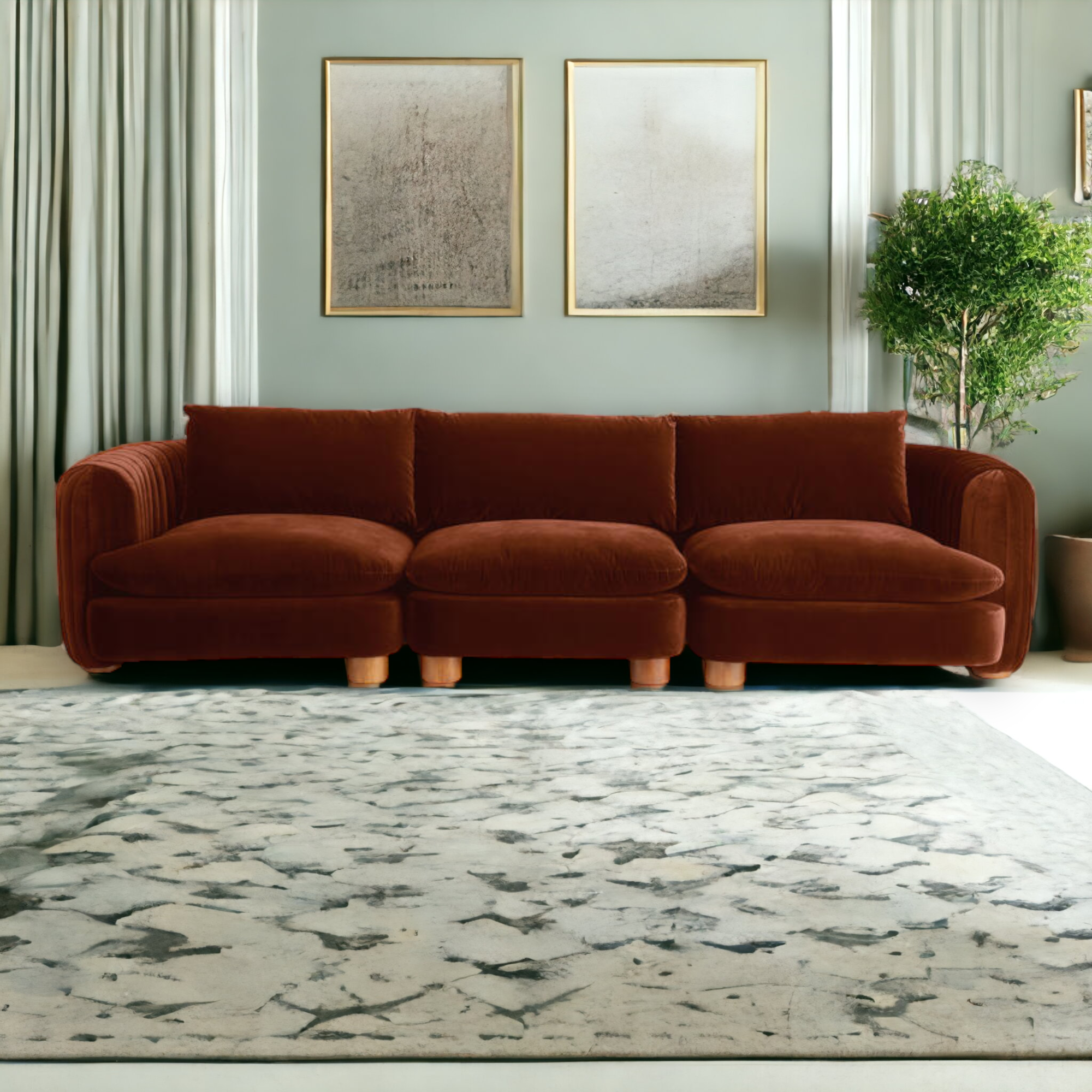 ComfyTrio 3 Seater Teak Wood Sofa