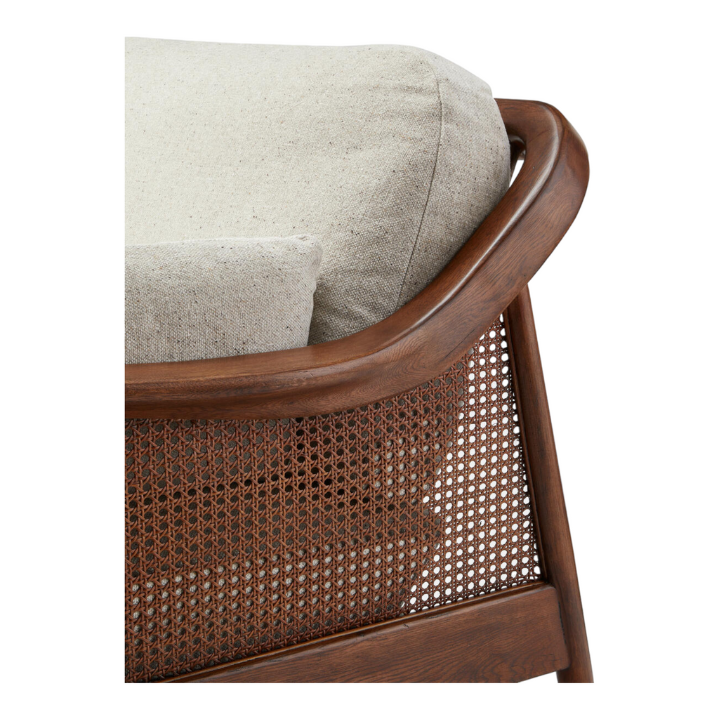 Marika 1 Seater Teak Wood & Rattan, Antique Brass Sofa