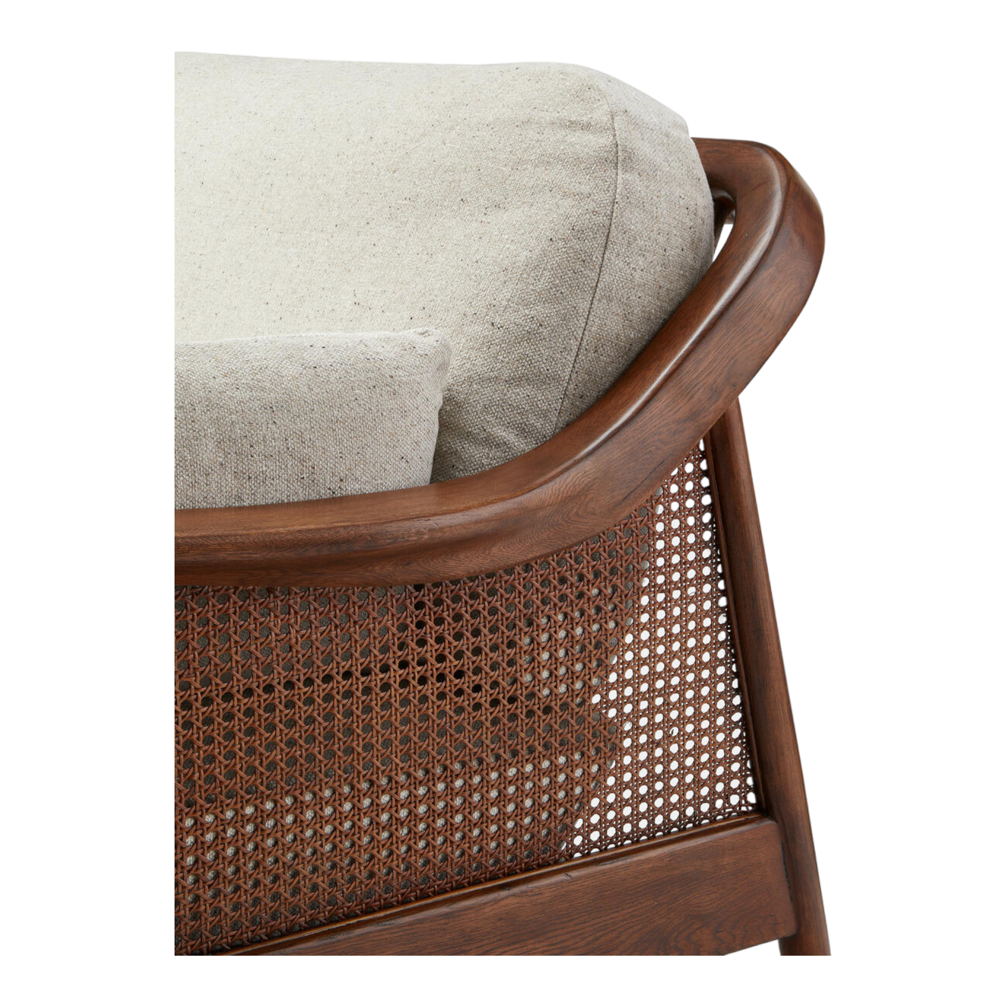 Marika 1 Seater Teak Wood & Rattan, Antique Brass Sofa