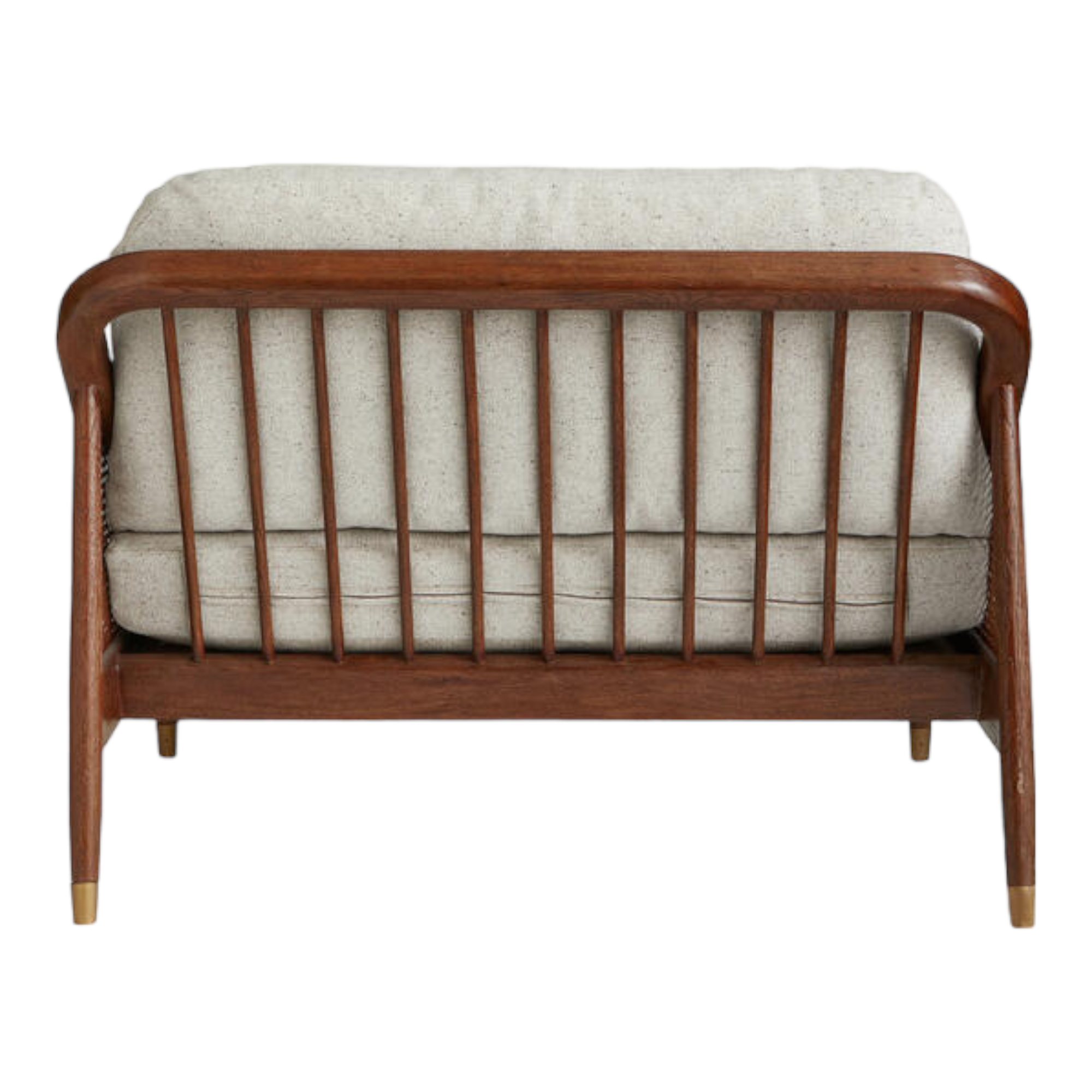 Marika 1 Seater Teak Wood & Rattan, Antique Brass Sofa