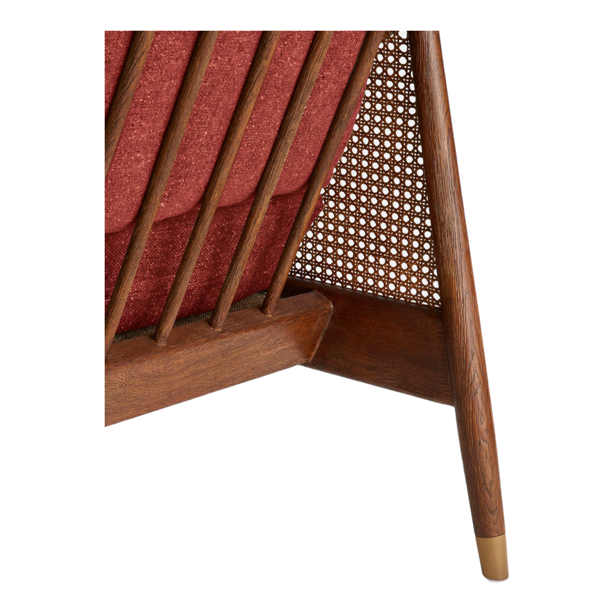 Marika 1 Seater Teak Wood & Rattan, Antique Brass Sofa