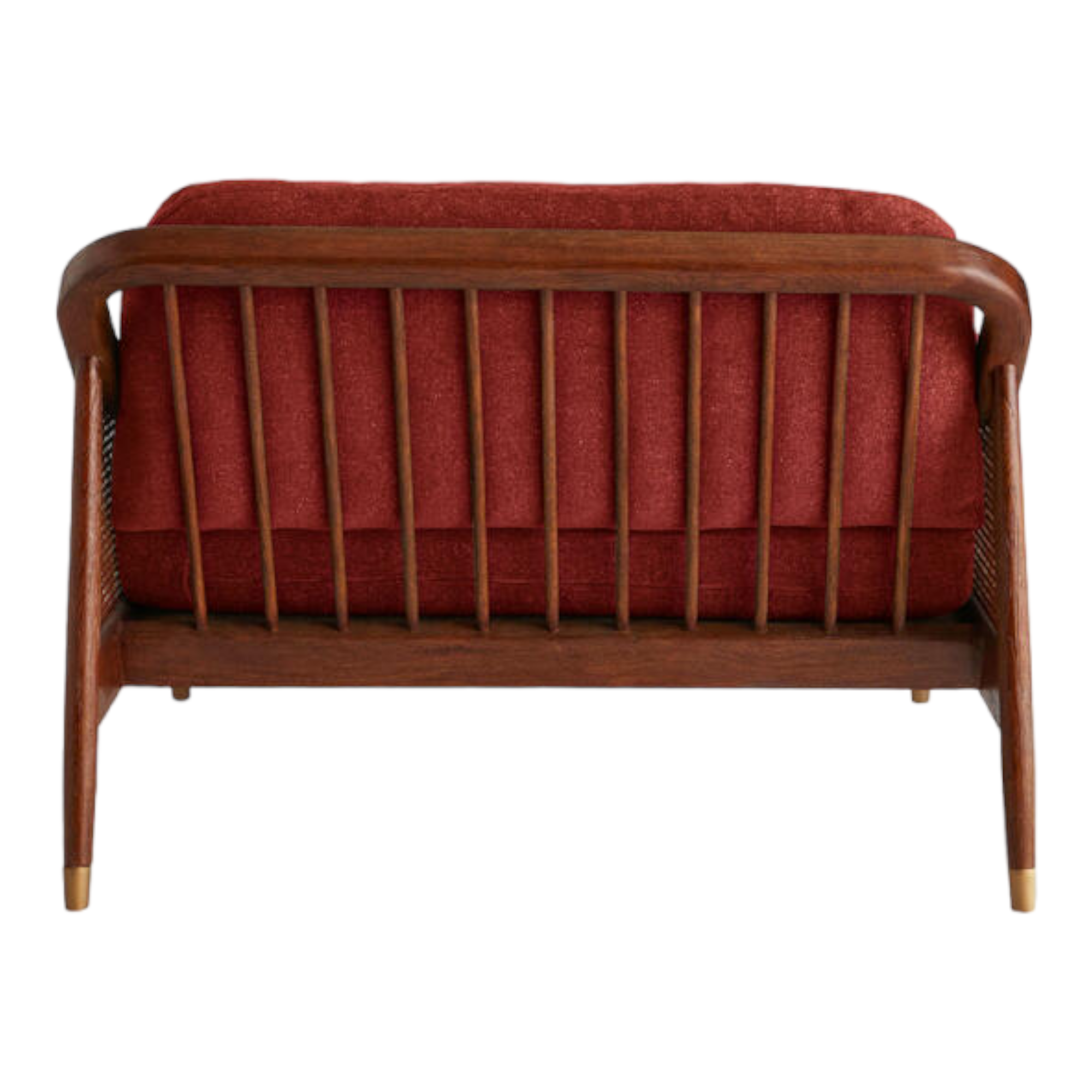 Marika 1 Seater Teak Wood & Rattan, Antique Brass Sofa