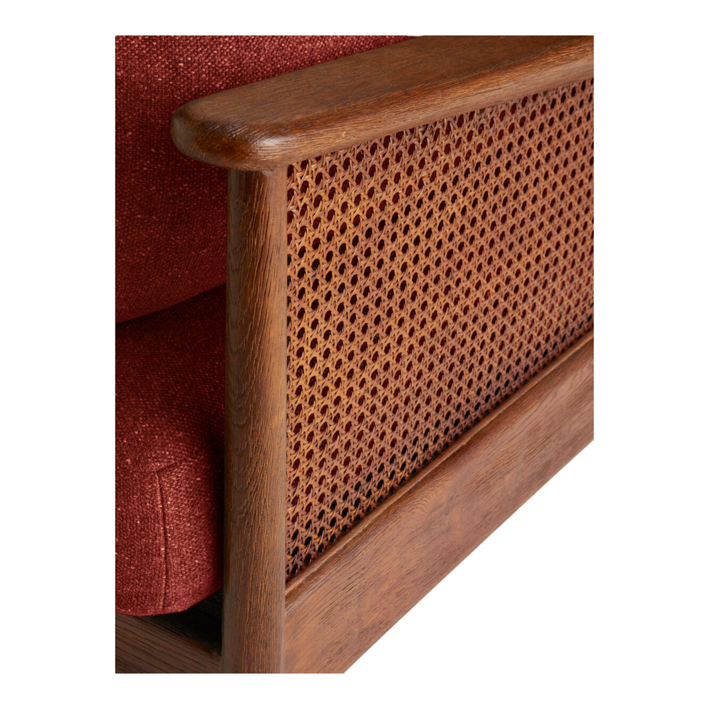 Marika 1 Seater Teak Wood & Rattan, Antique Brass Sofa