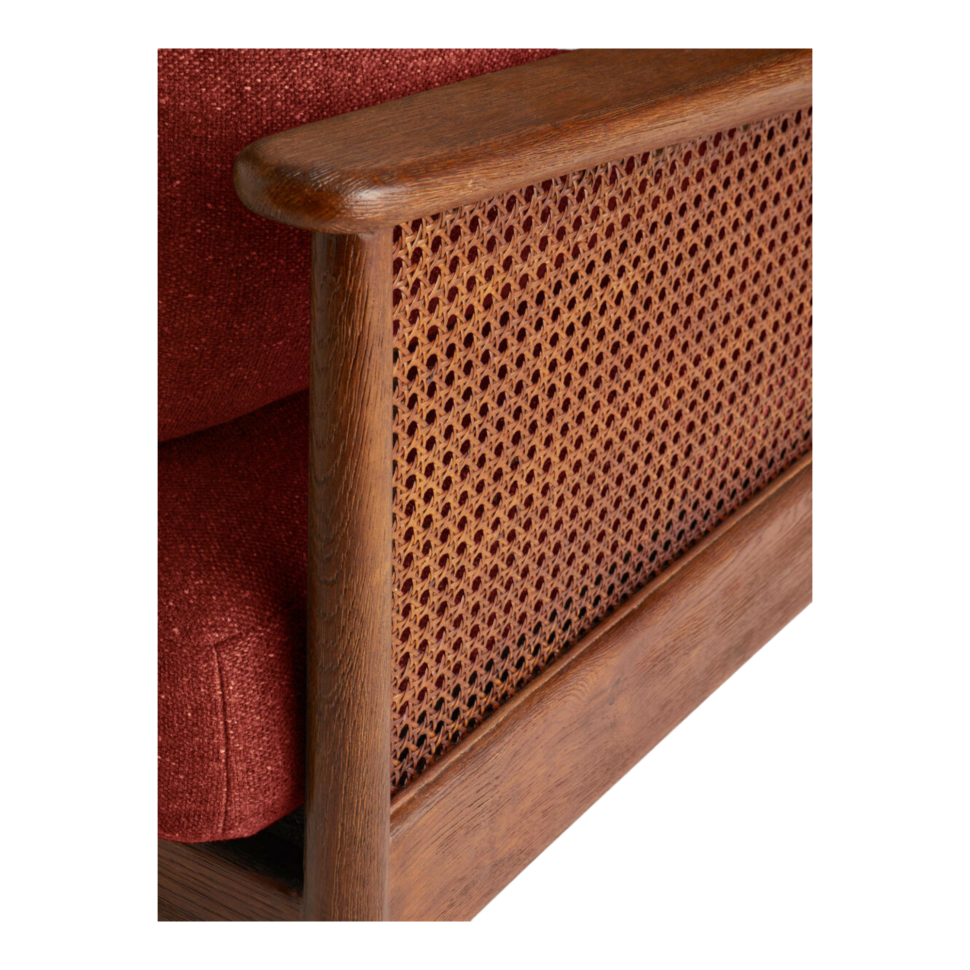 Marika 1 Seater Teak Wood & Rattan, Antique Brass Sofa