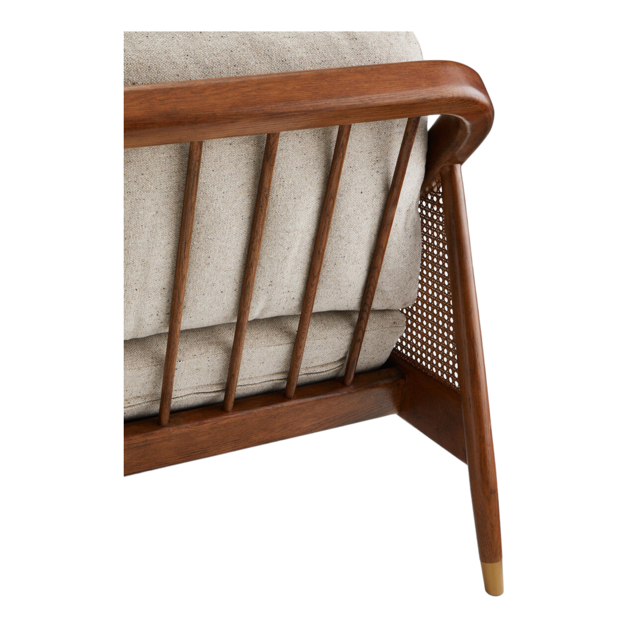 Marika 3 Seater Teak Wood & Rattan, Antique Brass Sofa