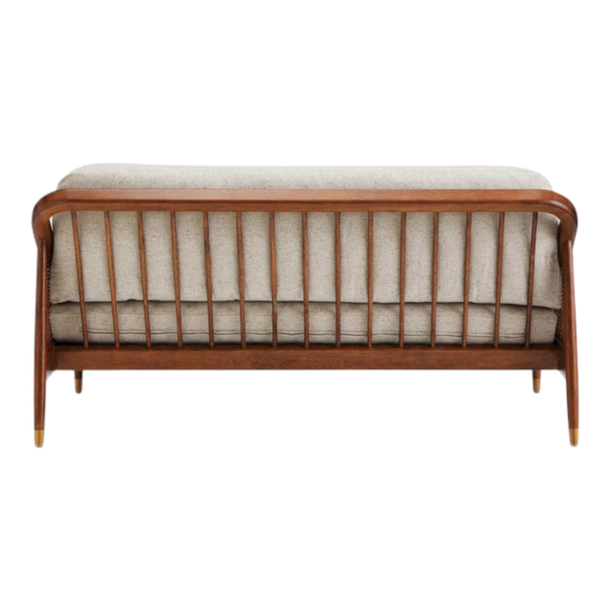 Marika 3 Seater Teak Wood & Rattan, Antique Brass Sofa