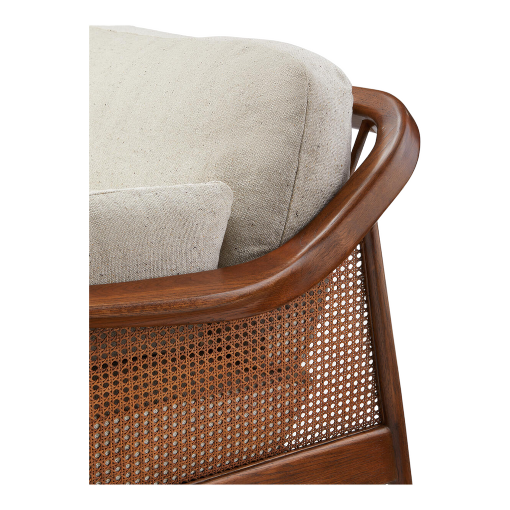 Marika 3 Seater Teak Wood & Rattan, Antique Brass Sofa