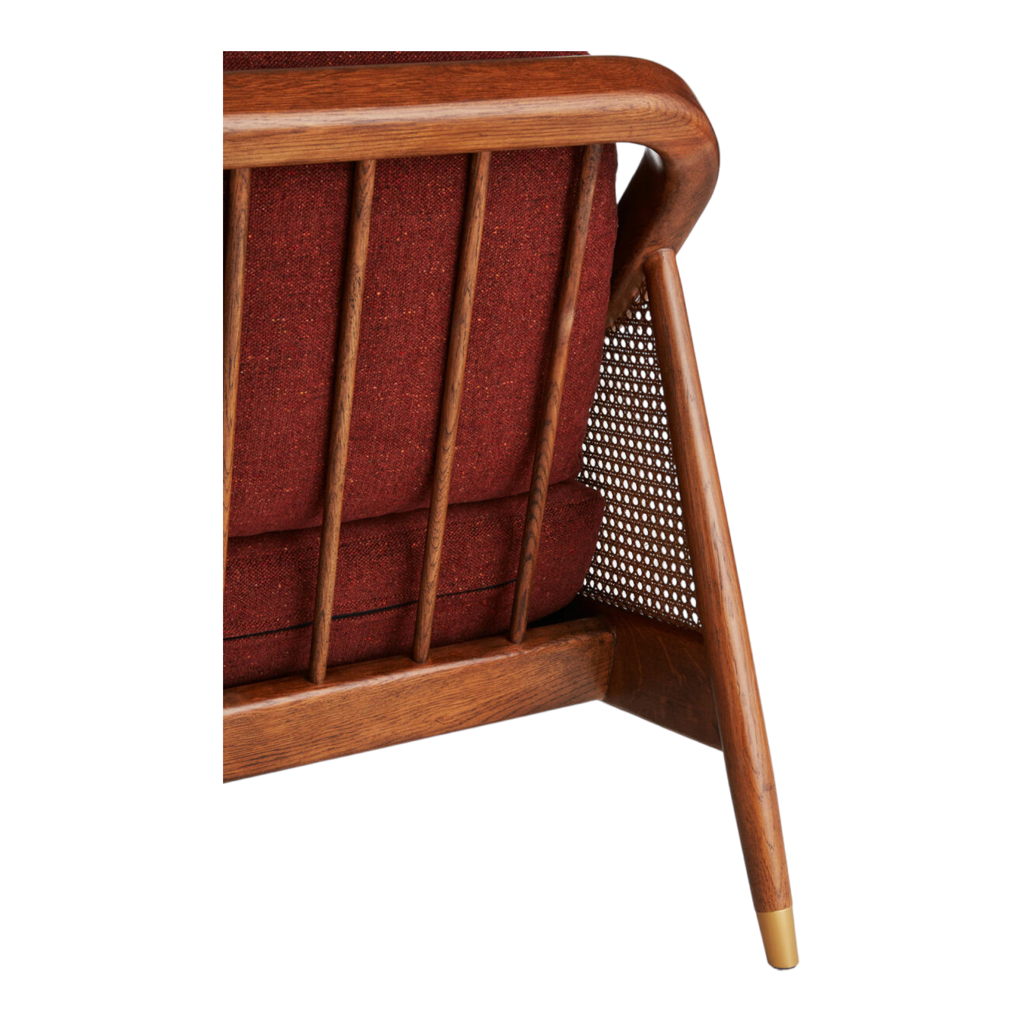 Marika 3 Seater Teak Wood & Rattan, Antique Brass Sofa