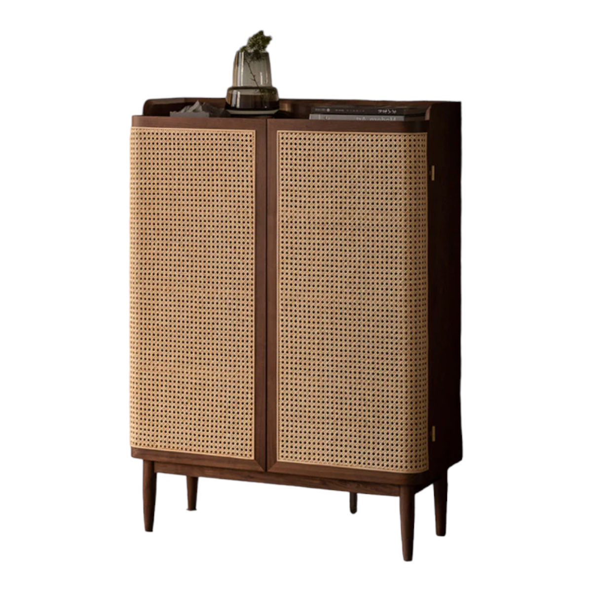 Nismaaya Nakos Cane Shoe Rack Teak Wood & Cane
