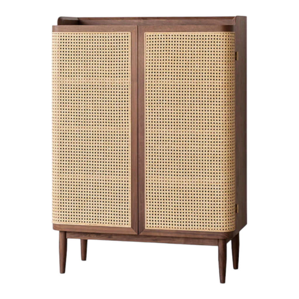 Nismaaya Nakos Cane Shoe Rack Teak Wood & Cane