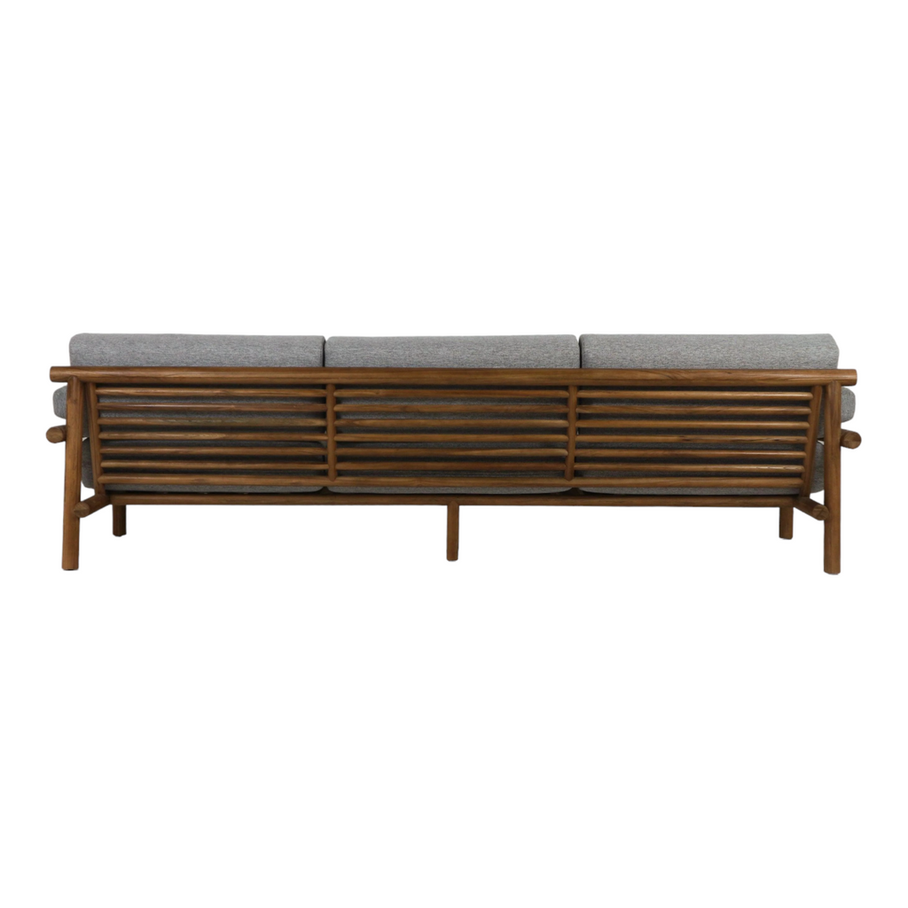 Teak Sofa with Grey Linen Fabric