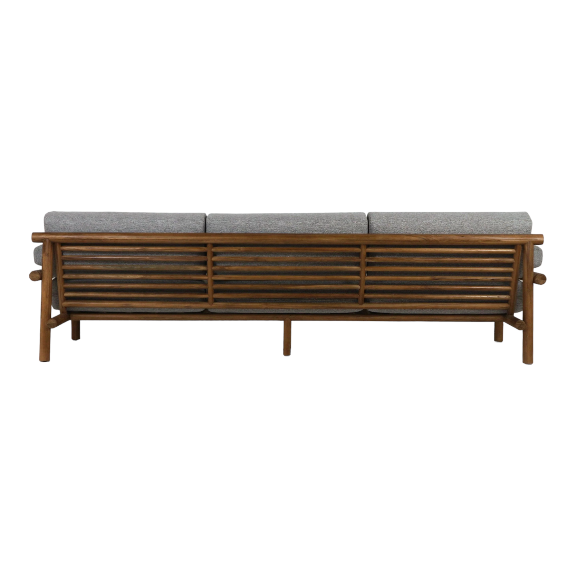 Teak Sofa with Grey Linen Fabric