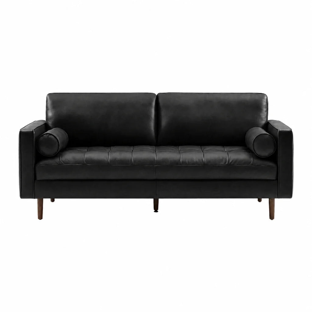 Patrice Leather 3 Seater Sofa (Black)