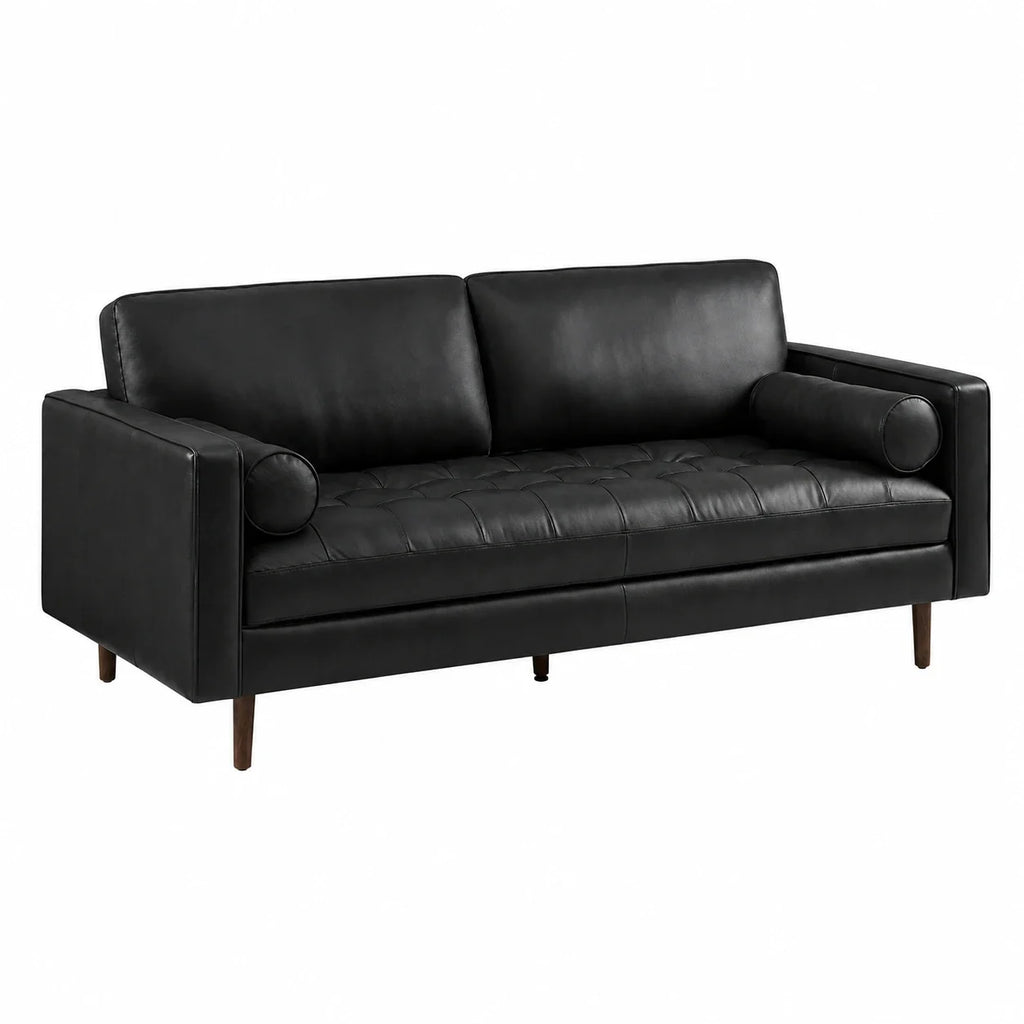 Patrice Leather 3 Seater Sofa (Black)